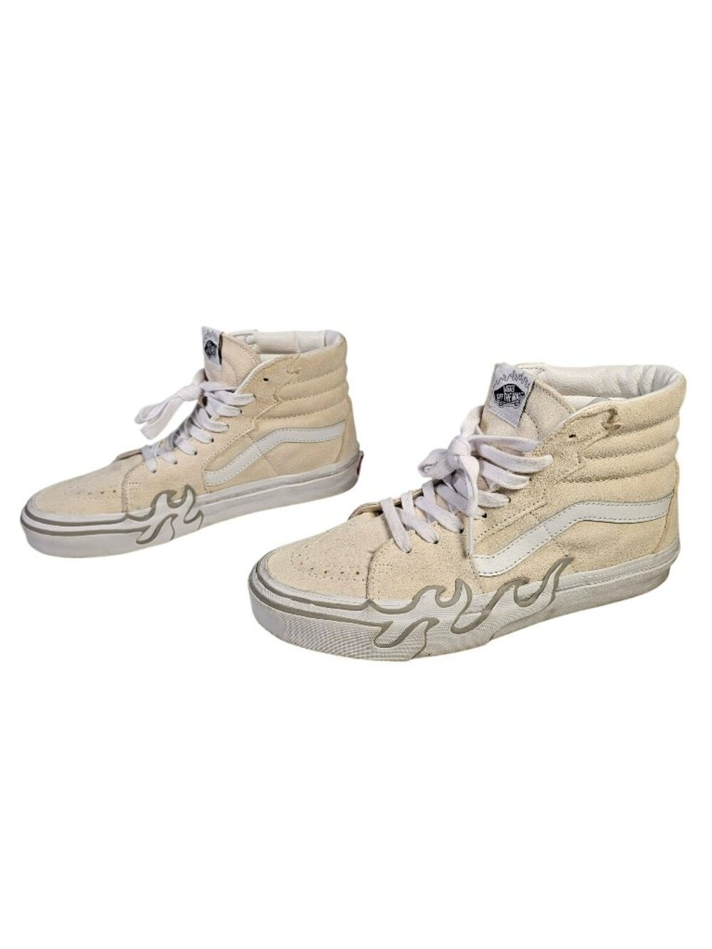 Vans Sk8 Flame High Tops Sneakers Mens 7 Women's 8.5 Skater Beige Suede 507452